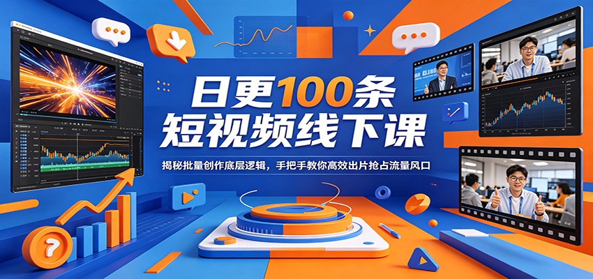 日更100条短视频线下课：揭秘批量创作底层逻辑，手把手教你高效出片抢占流量风口-资源教程须哥