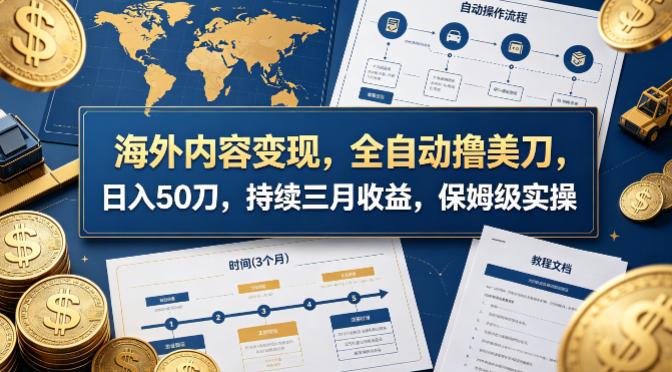 海外内容变现，全自动撸美刀，日入50刀，持续三月收益，保姆级实操【揭秘】-资源教程须哥