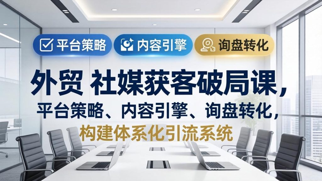 外贸 社媒获客破局课，平台策略、内容引擎、询盘转化，构建体系化引流系统(更新26年3月-资源教程须哥