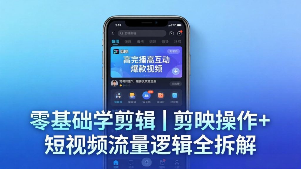 【零基础学剪辑】剪映操作+短视频流量逻辑全拆解｜手把手教你剪出高完播高互动爆款视频-资源教程须哥