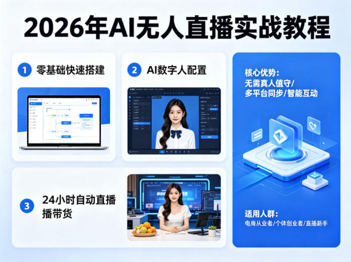 2026年AI无人直播实战教程，零基础也能快速搭建AI数字人无人直播间，实现24小时自动直播带货-资源教程须哥