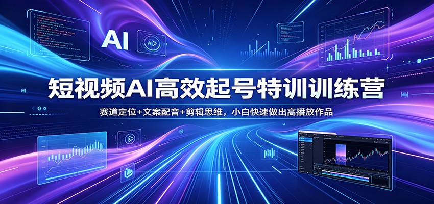 短视频AI高效起号特训训练营：赛道定位+文案配音+剪辑思维，小白快速做出高播放作品-资源教程须哥