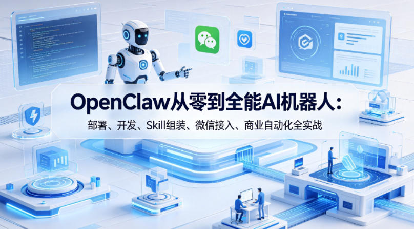 OpenClaw从零到全能AI机器人：部署、开发、Skill组装、微信接入、商业自动化全实战-资源教程须哥