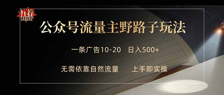 公众号流量主野路子玩法 单条广告10-20元 日入500+-资源教程须哥