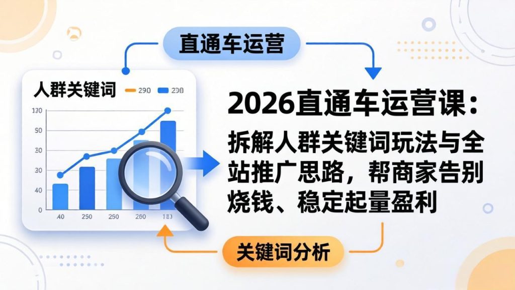 2026直通车运营课：拆解人群关键词玩法与全站推广思路，帮商家告别烧钱、稳定起量盈利-资源教程须哥