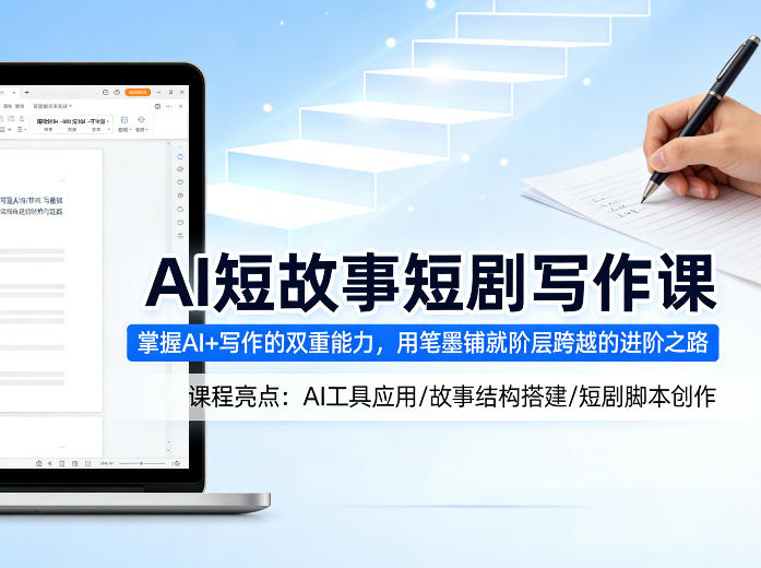 AI短故事短剧写作课，掌握AI+写作的双重能力，用笔墨铺就阶层跨越的进阶之路-资源教程须哥