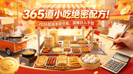 365道小吃绝密配方！2026低成本轻创业，摆摊日入不愁-资源教程须哥