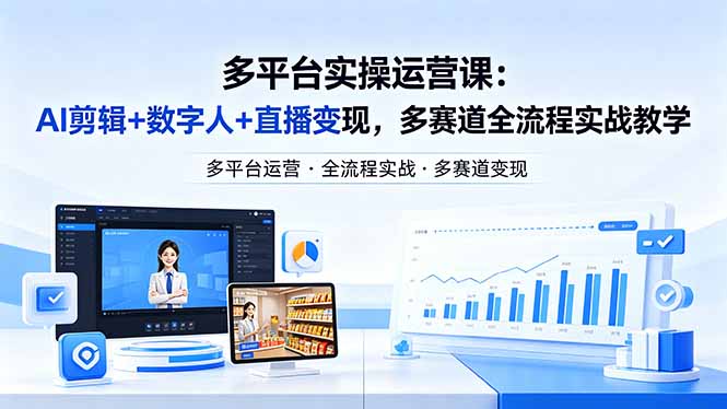 某团队多平台实操运营课-更新26年4月20：AI剪辑+数字人+直播变现，多赛道全流程实战教学-资源教程须哥