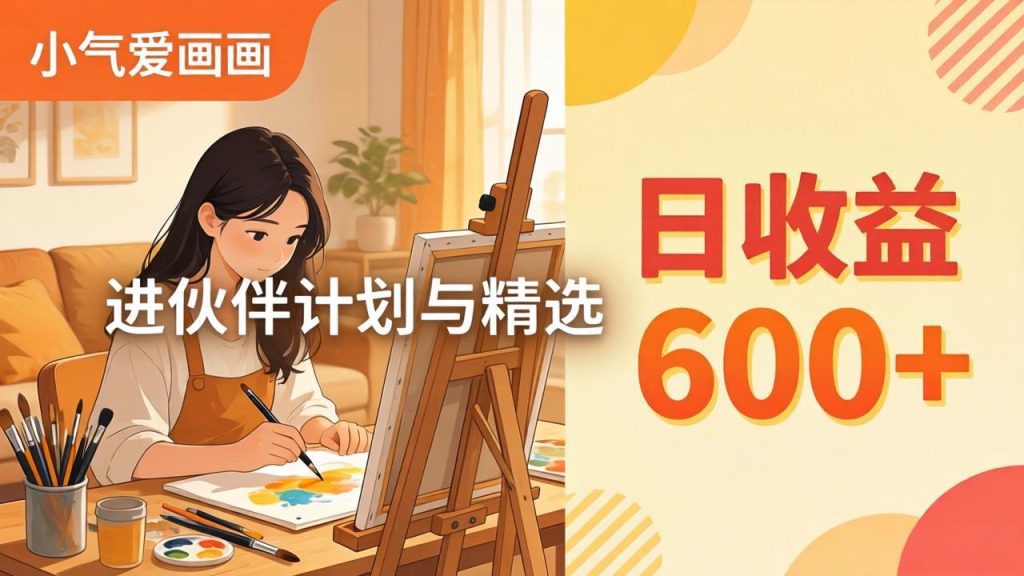 AI绘画视频变现课-更新教学：小气爱画画，作品制作简单日收益600+，进伙伴计划与精选-资源教程须哥