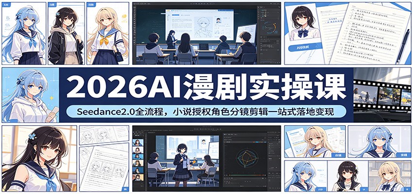 2026AI漫剧实操课：Seedance2.0全流程，小说授权角色分镜剪辑一站式落地变现-资源教程须哥