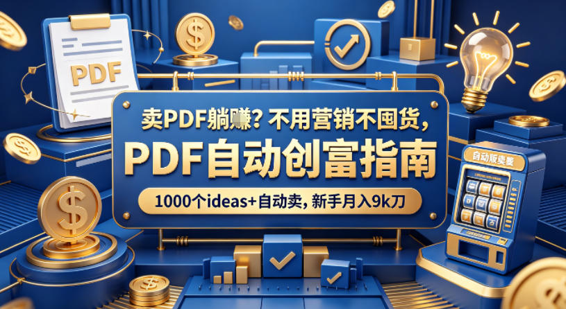 卖PDF躺賺？不用营销不囤货，PDF自动创富指南，1000个ideas+自动卖，新手月入9k刀【原创双语字幕】-资源教程须哥