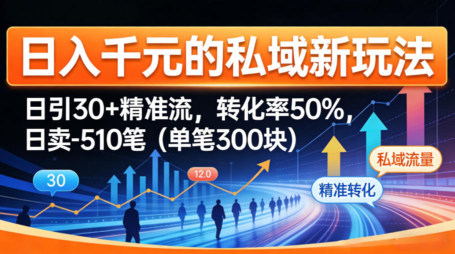 日入千米的私域新玩法：日引30＋精准流，转化率50%，日卖5-10笔(单笔300米)-资源教程须哥