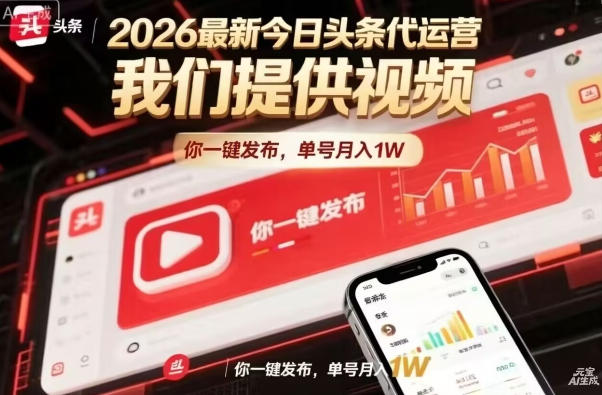 今日头条躺賺模式，你9我1，操作简单，一键发布，单机日入数百，长期合作【揭秘】-资源教程须哥
