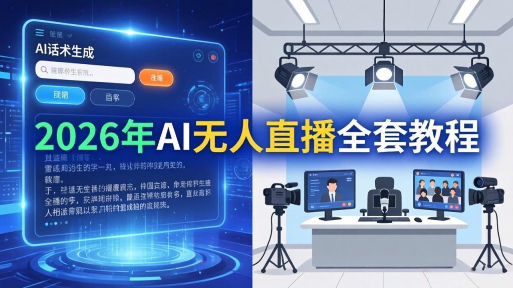 2026年AI无人直播全套教程：OBS安装+软件配置+直播间搭建+话术生成+一键开播实操-资源教程须哥