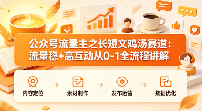 公众号流量主之长短文鸡汤赛道，流量稳+高互动，从0-1全流程讲解-资源教程须哥