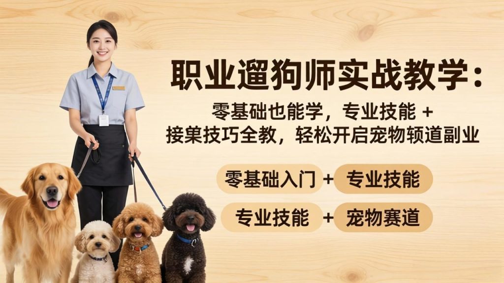 职业遛狗师实战教学：零基础也能学，专业技能 + 接单技巧全教，轻松开启宠物赛道副业-资源教程须哥