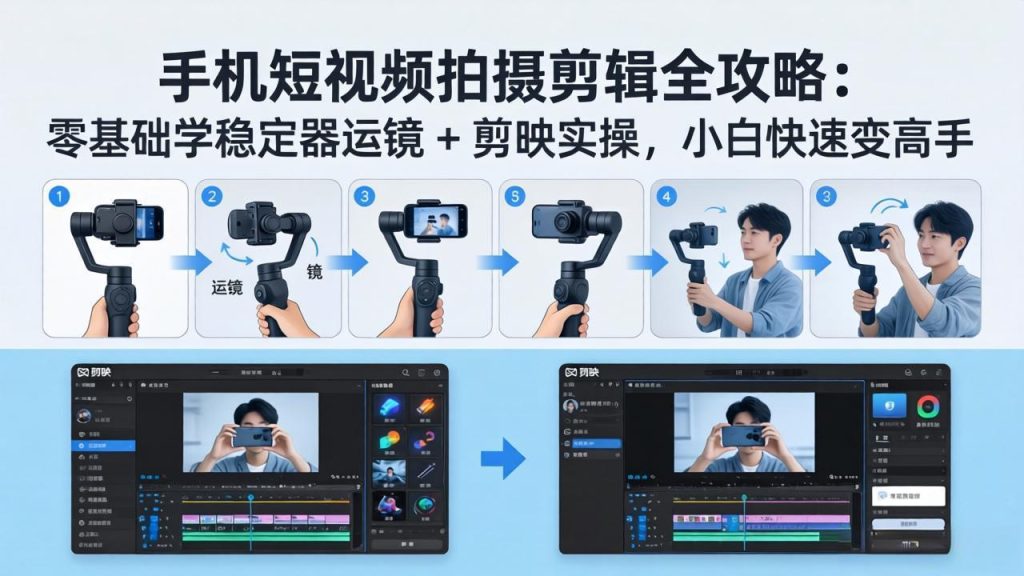 手机短视频拍摄剪辑全攻略:零基础学稳定器运镜 + 剪映实操,小白快速变高手-资源教程须哥