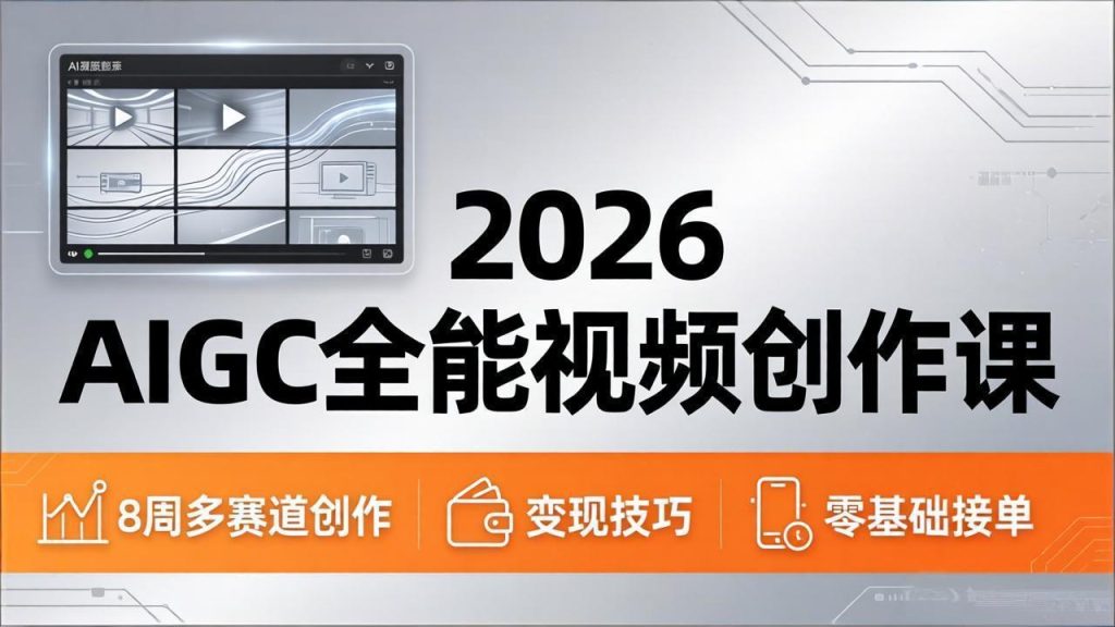 2026AIGC全能视频创作课，8周吃透多赛道创作+变现，零基础也能高效出片接单-资源教程须哥