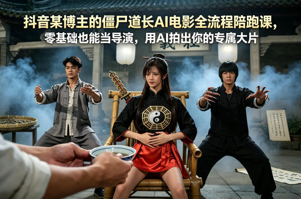 抖音某博主的僵尸道长AI电影全流程陪跑课，零基础也能当导演，用AI拍出你的专属大片-资源教程须哥