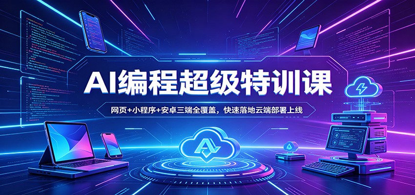 AI编程超级特训课：网页+小程序+安卓三端全覆盖，快速落地云端部署上线-资源教程须哥