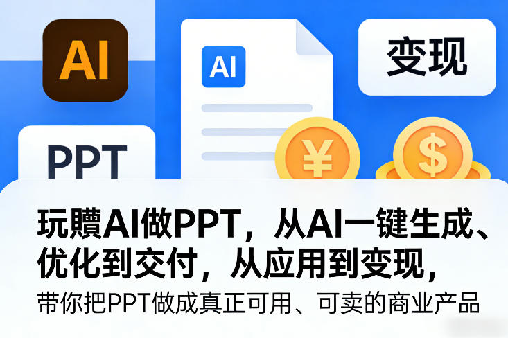 玩賺AI做PPT，从AI一键生成、优化到交付，从应用到变现，带你把PPT做成真正可用、可卖的商业产品(更新0421)-资源教程须哥