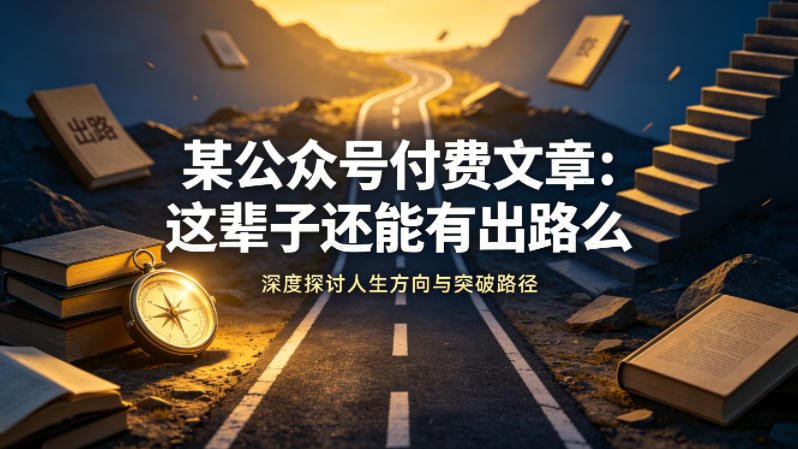 某公众号付费文章：这辈子还能有出路么-资源教程须哥