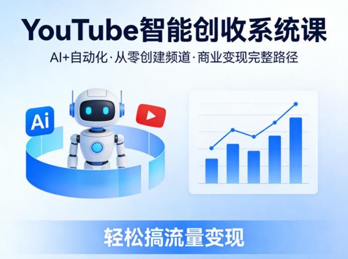 YouTube智能创收系统课，AI+自动化，从零创建YouTube频道并实现商业变现的完整路径，轻松搞流量变现-资源教程须哥
