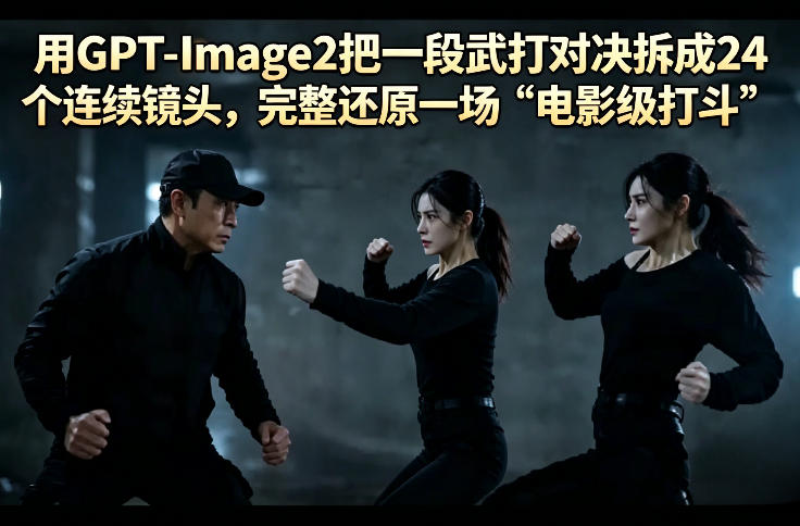 用GPT-Image2把一段武打对决拆成24个连续镜头，完整还原一场“电影级打斗”-资源教程须哥