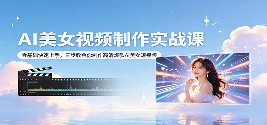 AI美女视频制作实战课：零基础快速上手，三步教会你制作高清爆款AI美女短视频-资源教程须哥