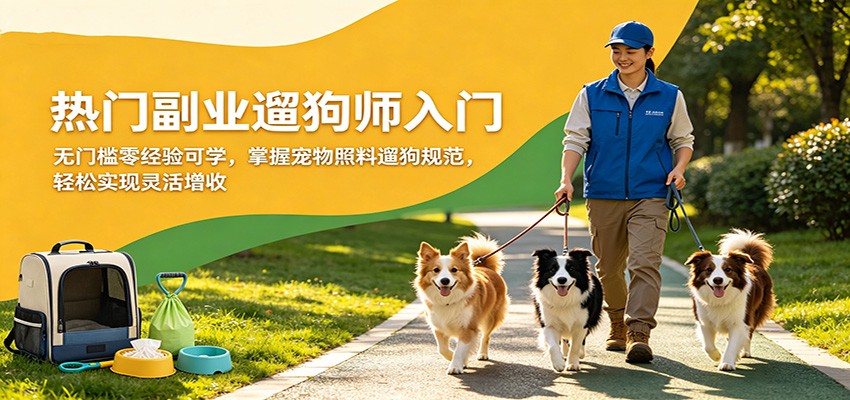 热门副业遛狗师入门，无门槛零经验可学，掌握宠物照料遛狗规范，轻松实现灵活增收-资源教程须哥