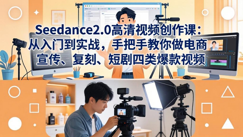 Seedance2.0高清视频创作课：从入门到实战，手把手教你做电商、宣传、复刻、短剧四类爆款视频-资源教程须哥