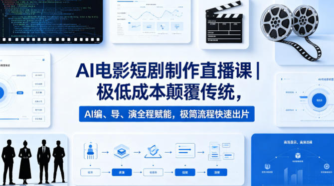 AI电影短剧制作直播课｜极低成本颠覆传统，AI编、导、演全程赋能，极简流程快速出片-资源教程须哥