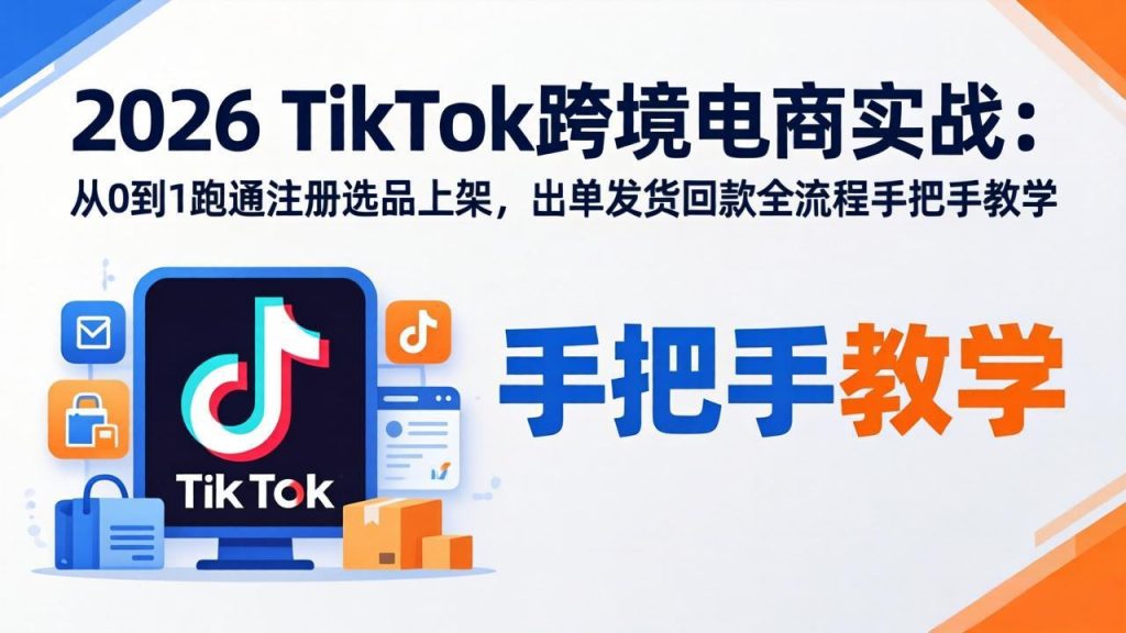 2026TikTok跨境电商实战-更新：从0到1跑通注册选品上架，出单发货回款全流程手把手教学-资源教程须哥