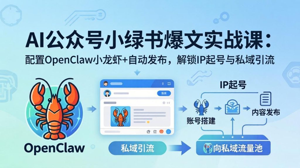 AI公众号小绿书变现实战课：小绿书爆文写作+OpenClaw自动发布，解锁IP起号与私域引流-资源教程须哥