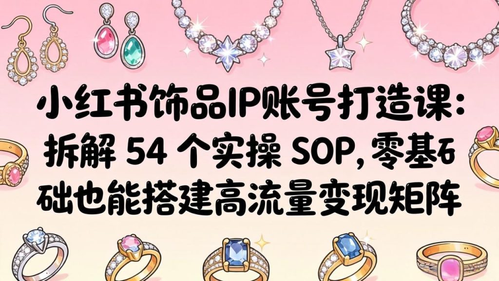 小红书饰品IP账号打造课：拆解 54 个实操 SOP，零基础也能搭建高流量变现矩阵-资源教程须哥