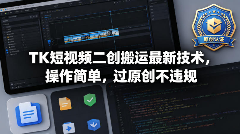 TK短视频二创搬运最新技术，操作简单，过原创不违规-资源教程须哥