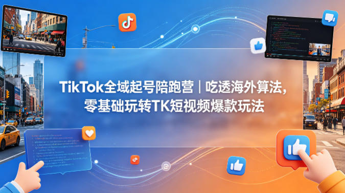 TikTok全域起号陪跑营｜吃透海外算法，零基础玩转TK短视频爆款玩法-资源教程须哥