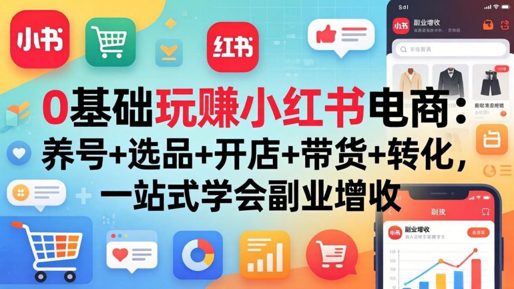 0基础玩赚小红书电商：养号+选品+开店+带货+转化，一站式学会副业增收-资源教程须哥