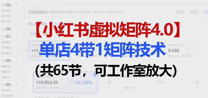 小红书虚拟矩阵4.0技术：单店4带1矩阵(共65节，可工作室放大)-资源教程须哥