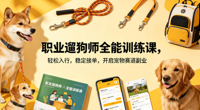 职业遛狗师全能训练课，轻松入行，稳定接单，开启宠物赛道副业-资源教程须哥