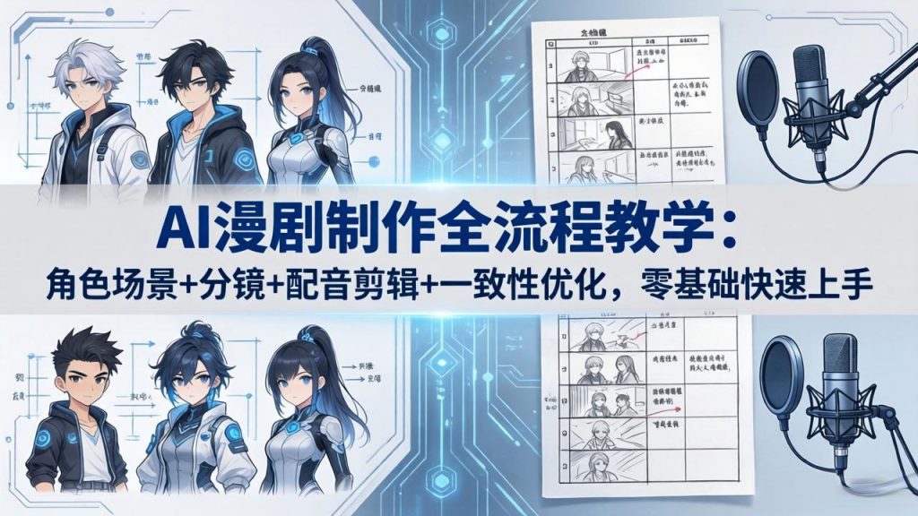 AI漫剧制作全流程教学：角色场景+分镜+配音剪辑+一致性优化，零基础快速上手-资源教程须哥