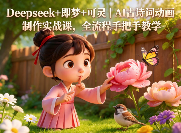 Deepseek+即梦+可灵｜AI古诗词动画制作实战课，全流程手把手教学-资源教程须哥