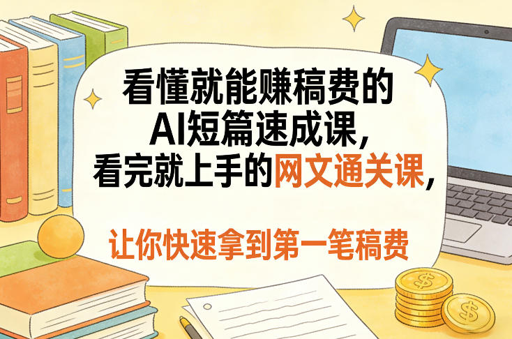 看懂就能賺稿费的AI短篇速成课，看完就上手的网文通关课，让你快速拿到第一笔稿费(更新5月)-资源教程须哥