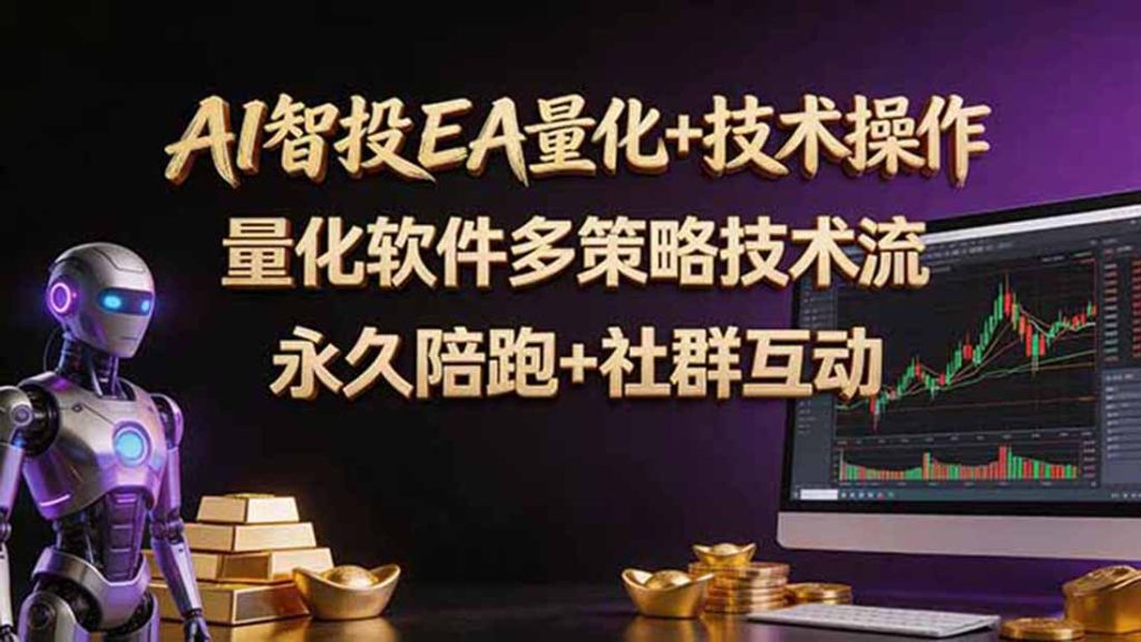 AI智投EA量化操作技术训练营，软件自动操作，简单学习轻松上入手日入30-100U-资源教程须哥