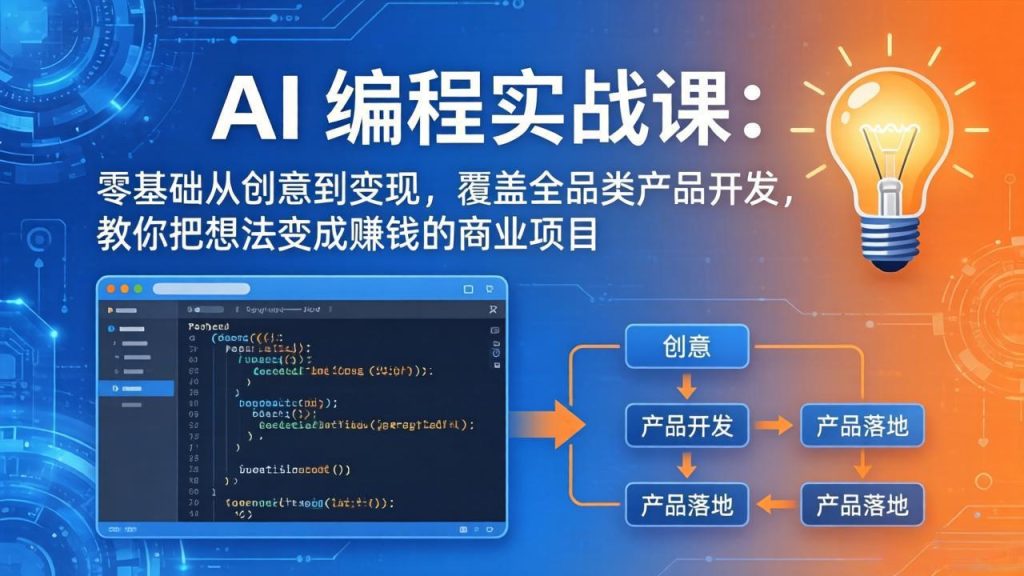 AI编程实战课-第三期-5月9更新：零基础从创意到变现，覆盖全品类产品开发，把想法变成赚钱项目-资源教程须哥