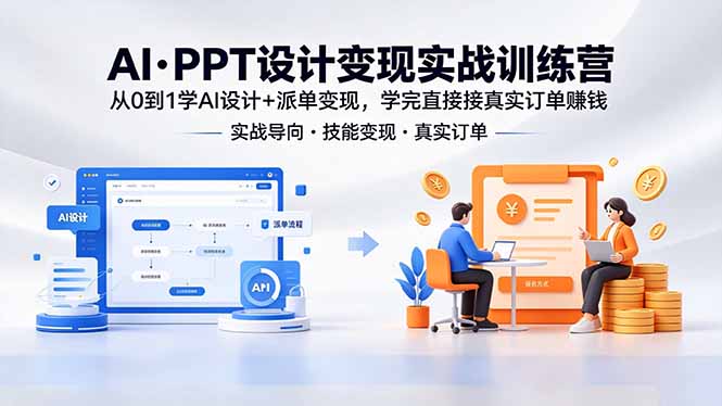AI·PPT设计变现实战训练营，从0到1学AI设计+派单变现，学完直接接真实订单赚钱-资源教程须哥