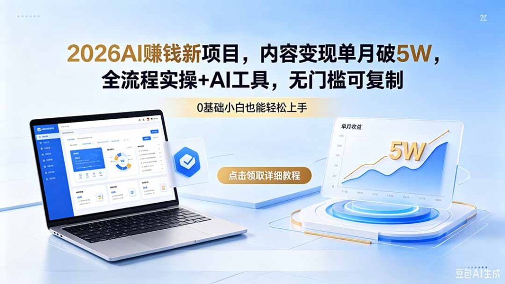 2026AI赚钱新项目，内容变现单月破5W，全流程实操+AI工具，无门槛可复制-资源教程须哥