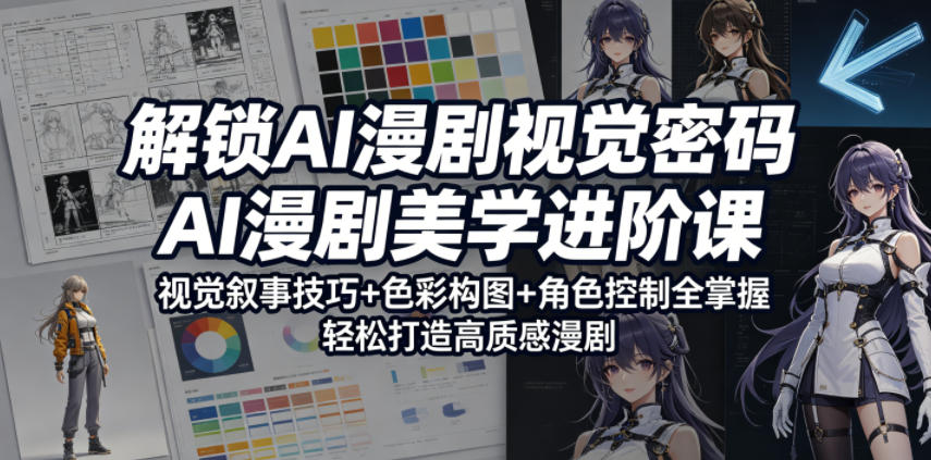 解锁AI漫剧视觉密码，AI漫剧美学进阶课，视觉叙事技巧+色彩构图+角色控制全掌握，轻松打造高质感漫剧-资源教程须哥