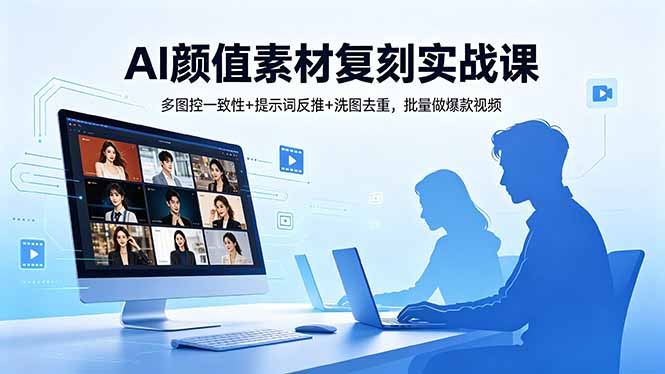 AI颜值素材复刻实战课，多图控一致性+提示词反推+洗图去重，批量做爆款视频-资源教程须哥