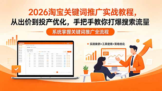 2026淘宝关键词推广实战教程，，从出价到投产优化，手把手教你打爆搜索流量-资源教程须哥